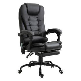 7-Point Vibrating Massage Office Chair, High Back Executive Office Chair with Lumbar Support, Footrest, Adjustable Height, Black