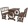 Carbonized Patio Perfection: 4-Person Dining Set with Carriage-Wheel Design for Alfresco Elegance
