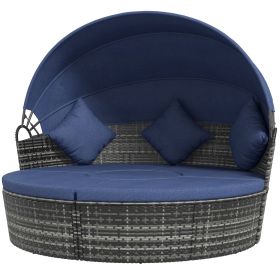 Rattan Canopy Daybed Patio Sofa Set 4 Piece