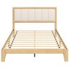 Full Bed Frame with Headboard Full Size Platform Bed Frame with Wooden Slats No Box Spring Needed Easy Assembly Oak