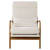 Accent Chair, High Back Mid Century Modern Armchair with Solid Wood Frame and Non-Slip Legs, Upholstered Leisure Chair with Linen Fabric and 5.3 in Th