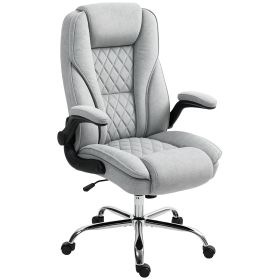 Executive Office Chair, Desk Chair with Flip-up Armrest, Diamond Fabric Computer Chair for Home Office, Gray