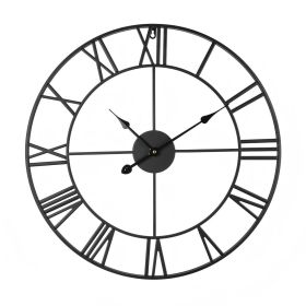Wall Clock, 24 in Wall Clock Roman Numerals, Battery Operated Non Ticking Silent Classic Decorative Round Clocks, for Living Room Bedroom Office Kitch