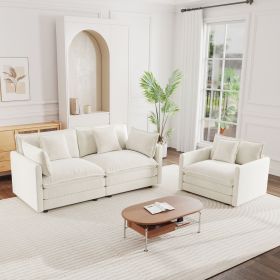 2 Seater Loveseat and Chair Set, 2 Piece Sofa & Chair Set, Loveseat and Accent Chair , 2-Piece Upholstered Chenille Sofa Living Room Couch Furniture(1