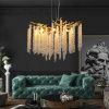 24-inch Modern Golden Pendant Light with Cascading Crystal Strands, Ideal for Living Room, Dining Room and Foyer, High-End Decorative Lighting Fixture