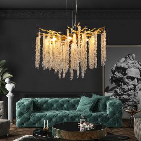 24-inch Modern Golden Pendant Light with Cascading Crystal Strands, Ideal for Living Room, Dining Room and Foyer, High-End Decorative Lighting Fixture