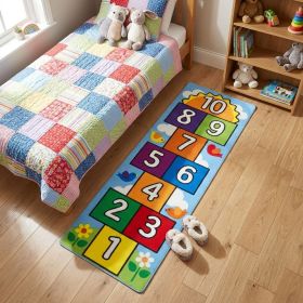 4x6 Cute hopscotch Nursery Rugs for Girls Boys Neutral Non Slip Washable, Stain Resistant Soft Shaggy Cartoon Fun Map Kids Playroom Rug, Vintage Whims