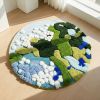 3D Colorful Cartoon Rugs, Colorful Flower Floor Mats, Cute and Beautiful Bedroom Rugs, Super Soft Bedroom Area Rugs, Non-Slip Quick Drying Long Bath M
