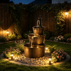 3-Tier Outdoor Barrel Waterfall Fountain with Electric Pump for Garden Decorative Spillway Spout Water Feature