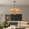 Modern Round Chandelier, 37" Extra Large Black Chandeliers for Dining Room, 14-Light with Tiered Smoke Glass Tubes Ceiling Light, Pendant Lighting Fix