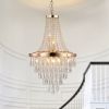 20" Modern Crystal Pendant Chandelier with Golden Finish – Elegant 11-Light Hanging Light Fixture Tiered Design for Dining Room, Living Room, or Entry