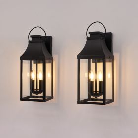 20'' Outdoor Wall Light,2-Pack Porch Light Outdoor Wall Sconce Lantern, 2-Light Modern Black Exterior Lighting Fixture Wall Mount, Outside Light for H