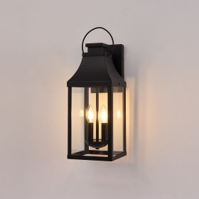 20'' Outdoor Wall Light, Porch Light Outdoor Wall Sconce Lantern, 2-Light Modern Black Exterior Lighting Fixture Wall Mount, Outside Light for House G