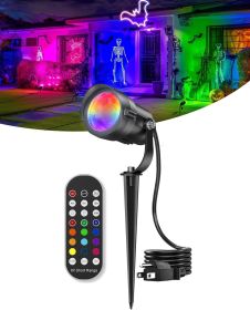 12W Halloween Spotlight Outdoor with Remote Plug Timer Color Changing 120V Landscape Lighting Waterproof Dimmable LED Spot Light for Yard Christmas Ou