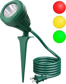 120V Spotlight Outdoor, 500LM Waterproof LED Spot Light with 3 Extra Lenses (Red Yellow Green), Landscape Lighting for Holiday, Trees, Flag, 5FT Exten