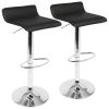 Adjustable Black PU Leather Bar Stools Set of 2