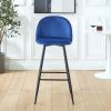 Bar Stool, Set of 2, Velvet Barstool Modern Counter Bar Height Chair with Back, Sturdy Metal Legs & Footrests, Easy Assembly, Island Stool for Kitchen