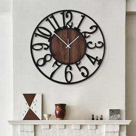 Large Wall Clocks ,Silent, Non Ticking, Battery Operated Rustic Round Modern Big Wood Wall Clock for Living Room, Bedroom, Kitchen, Farmhouse, Office,