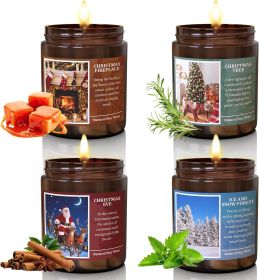 Christmas Scenes Candle Set Gifts- Perfect for Home Decor Holiday Scented Candles, 4 Pack Soy Candles for Men and Women, New Year Aromatherapy (Christ