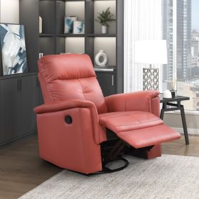 Red Leather Upholstered Swivel Glider Reclining Chair Luxury Living Room Furniture Comfort Chair 1pc Plush Comfort