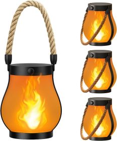 Gen2 Solar Lanterns Outdoor Waterproof with Realistic Flickering Flame, Dual Charging (USB/Solar) & 2 Modes - Decorative Hanging/Table Lights for Yard