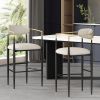 Barstools Set of 2, Counter Height Upholstered Bar Stools with Backs and Iron Legs for Kitchen Island, Beige Fabric Seating 260LBS Weight Capacity