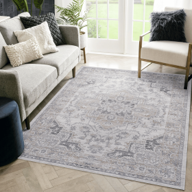 8X10 Ivory/Beige/Oriental Non-Shedding Living Room Bedroom Dining Home Office Stylish and Stain Resistant Area Rug