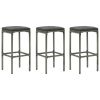 Bar Stool Set of 3 Grey Poly Rattan Standard Footrest