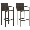 Brown Rattan Bar Stools Set of 2