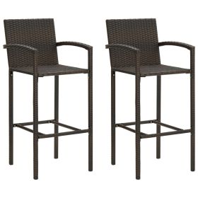 Brown Rattan Bar Stools Set of 2