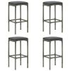Bar Stool Set of 4 Grey PE Rattan Standard Footrest