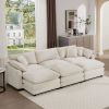 Oversized Modular Cushioned Sofa with 3 Ottomans, Modular Sofa Set to work as Sleeper Sofa Bed , 6 - Piece Sofa Set with One 3 Seater Sofa and Three O