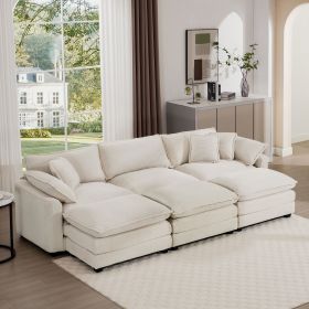 Oversized Modular Cushioned Sofa with 3 Ottomans, Modular Sofa Set to work as Sleeper Sofa Bed , 6 - Piece Sofa Set with One 3 Seater Sofa and Three O