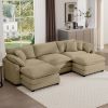 Oversized Modular Cushion Sofa, Portable Ottoman, L-Shaped Corner Low Back Deep Seating Spacious Sofa Set and Sofa Bed for Home Apartment Living Room