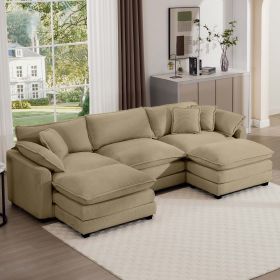 Oversized Modular Cushion Sofa, Portable Ottoman, L-Shaped Corner Low Back Deep Seating Spacious Sofa Set and Sofa Bed for Home Apartment Living Room