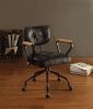 Hallie Vintage Black Top Grain Leather Office Chair