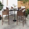 Bar Stool Set of 4 Brown Poly Rattan, Powder-Coated Steel
