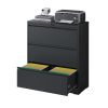 Lateral File Cabinet 3 Drawer, Black Filing Cabinet with Lock, Lockable File Cabinet for Home Office, Locking Metal File Cabinet for Legal/Letter/A4/F