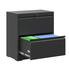 2 Drawer Lateral File Cabinet with Lock, Metal Lateral Filing Cabinet for Home Office, Steel Wide Horizontal Filing Cabinets for Letter/Legal/A4/F4 Ha