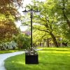 74.5" 3-head Solar Lamp Post Street Light with Planter, Automatic-on, 6 Hour Max Outdoor Ready LED Lighting, Black