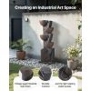 Outdoor Water Fountain, 49.61 in Height Fountain and Waterfall, 5-Tier Floor Standing Jar-Shaped Cascading Fountains with LED Light and Pump, for Outd