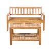 2-Piece Outdoor Teak Acacia Wood Conversation Set - Loveseat & Coffee Table with Beige Water-Resistant Cushions for Patio, Deck & Backyard