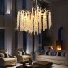 24-inch Modern Golden Pendant Light with Cascading Crystal Strands, Ideal for Living Room, Dining Room and Foyer, High-End Decorative Lighting Fixture