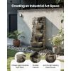 Outdoor Water Fountain, 35.63 in Height Fountain and Waterfall, 4-Tier Floor Standing Cascading Fountains with LED Light and Pump, Block Stack Style,