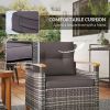 Outdoor Bistro Set Wicker Patio Furniture with Cushions, for Porch, Backyard, Garden, Gray