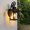 21"(H) 1-Pack Outdoor Wall Lantern Light – Vintage Black Metal & Clear Glass Sconce with Decorative Scroll Design for Porch, Patio, and Garden Lightin