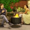Round Fire Pit with Fire Poker, Portable Wood Burning Firepit with Ash Tray and Hairpin Legs, Outdoor Fireplace, Black