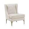 Modern Luxury Taupe Chenille Upholstery Wingback Accent Chair 1pc Gold Finish Metal Legs Pocket Coils Diamond Stitched Furniture