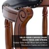 Seat height 26.5'' Cow top Leather Wooden Bar Stools, 360 Degree Swivel Bar Height Chair with Backs for Home Kitchen Counter(black 1pc)
