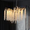 24-inch Modern Golden Pendant Light with Cascading Crystal Strands, Ideal for Living Room, Dining Room and Foyer, High-End Decorative Lighting Fixture